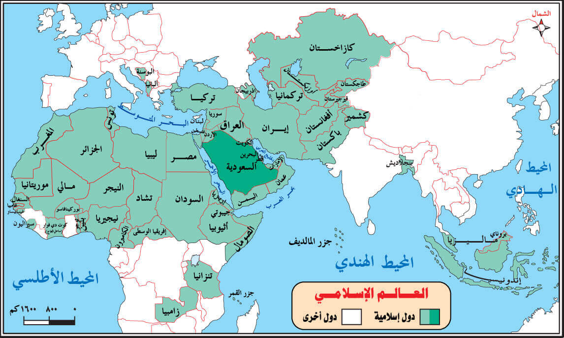 خريطة العالم الاسلامي صماء - الدول ذات الغالبيه الاسلاميه 2473 3